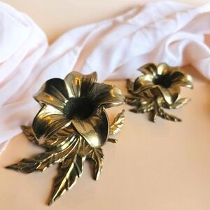 American Vintage Gold Flower Candle Holders